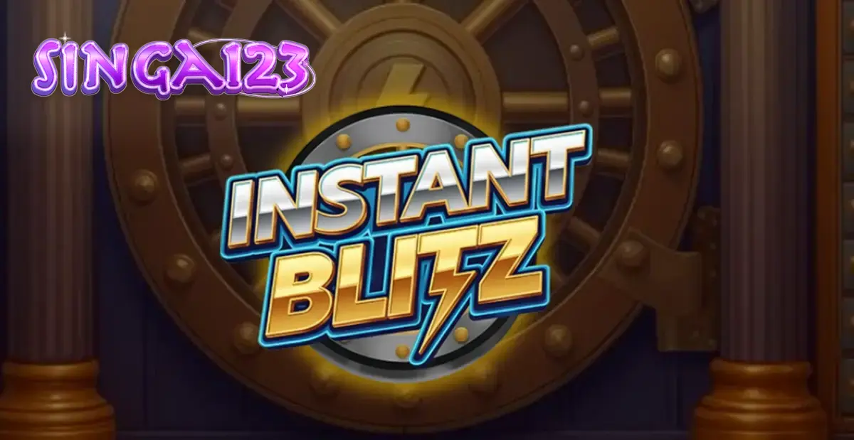 Tampilan visual slot Instant Blitz dengan tema brankas neon futuristik